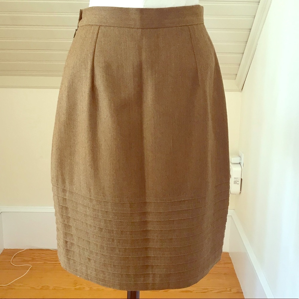 Mariano Rubinacci Caramel Wool Pencil Skirt 42